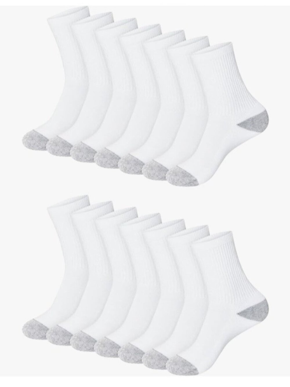 Hanes Women’s Crew Socks 14 Pack White Cushioned Moisture Wicking Size 8-12 NEW
